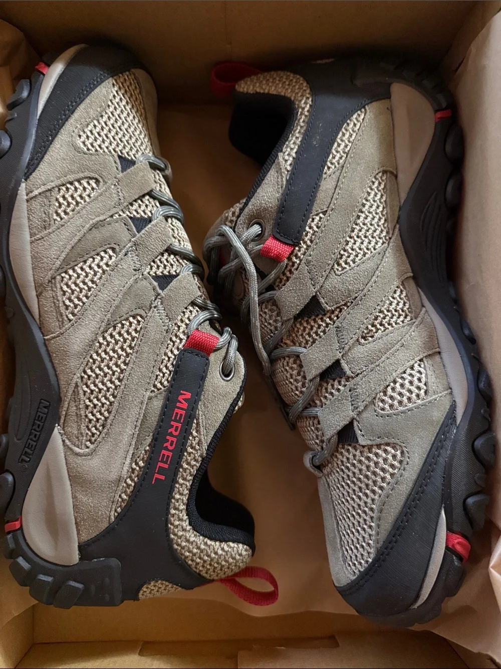 Merrell Men's Alverstone Tan, Black and Red Trail Shoes